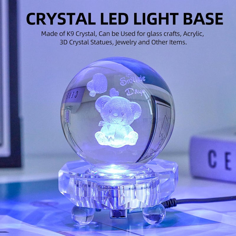 EUSTUMA LED Light Base Crystal Display Stand In A Variety of Colors,Lighted Up Stand Color Changing Small LED for 3D Glass Crystal Art,Holiday Party Decoration. (Octagonal concave) - Image 5